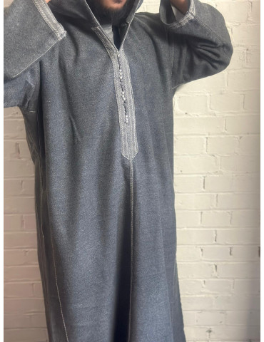 Moroccan Winter Thobe (Grey - Zip)