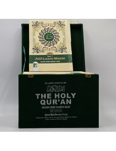 Manzil Style Para Set Quran in Velvet Box (Large) [3-CC H.B.]